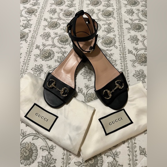 GUCCI HORSEBIT ANKLE STRAP BLACK SANDALS SIZE 36.5 EU / 6.5 US - Picture 4 of 12